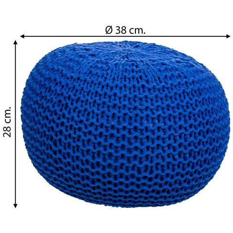 Pouf In Cotone Intrecciato Blu 38x38x28h - Foto 5