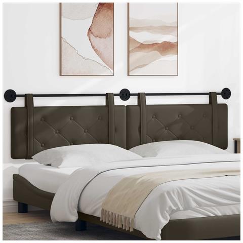Testata appesa Grigio 210 x 55 x 5 cm Pelle Sintetica - Foto 2