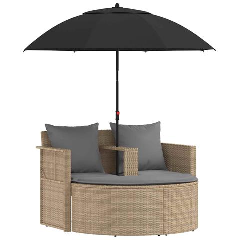 Divano da giardino 8 pcs Beige e Grigio Chiaro polyrattan - Foto 1