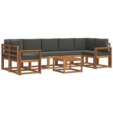 Set di divani da esterno con cuscino 8 pcs Naturale e Antracite - Foto 1