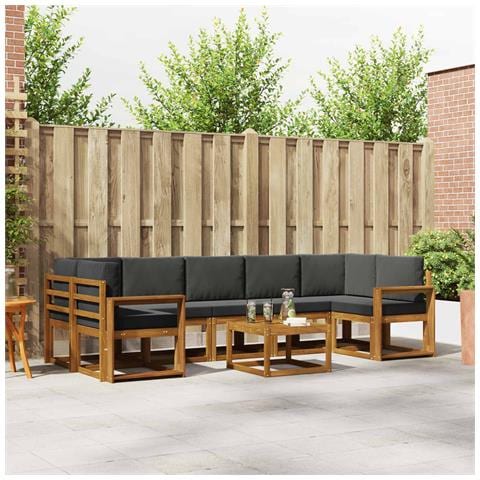 Set di divani da esterno con cuscino 8 pcs Naturale e Antracite - Foto 2
