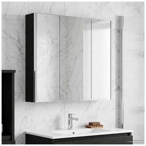 Mobiletto per specchio da bagno Rovere Nero 73.5 x 15.5 x 70 cm - Foto 2