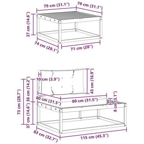 Set di divani da esterno Bianco 277,5 x 198,5 x 73 cm - Foto 9