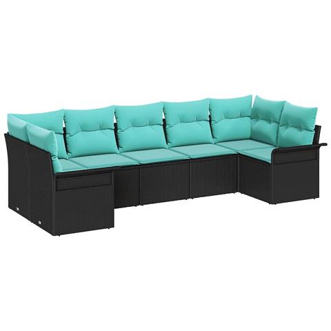 Set Divano da Giardino con archiviazione 7 pcs Nero Poly Rattan - Foto 1