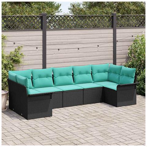 Set Divano da Giardino con archiviazione 7 pcs Nero Poly Rattan - Foto 2