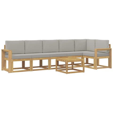 Set di divani da esterno 7 pcs Bianco e Grigio Chiaro - Foto 1