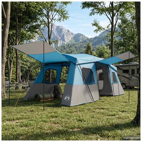 Tenda Istantanea con Copertura Impermeabile 3 persona Blu - Foto 2