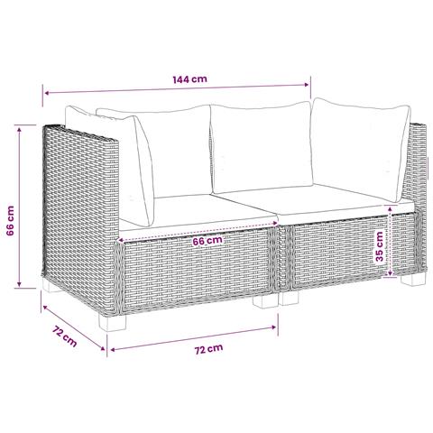 2 pz Set Lounge in Rattan con Cuscini GENDT Rattan naturale - Foto 2