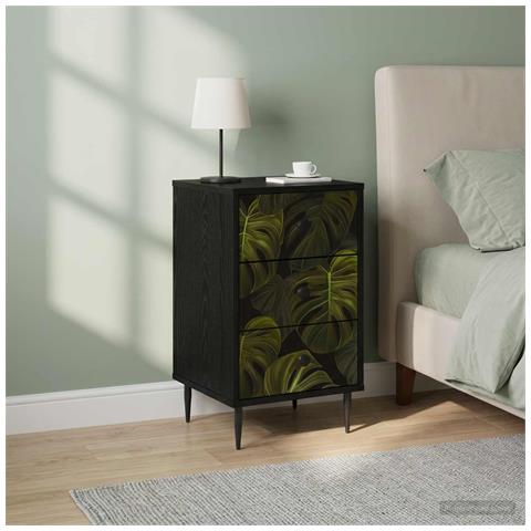 Armadio da Notte ELBURG 2 pz Rovere Nero 36 x 33 x 61 cm - Foto 2