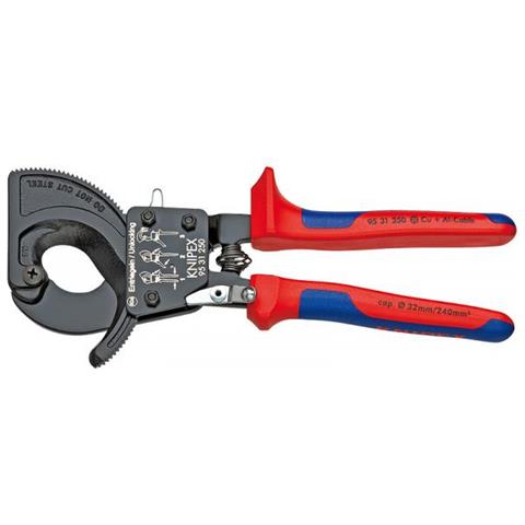 KNIPEX 95 31 250 Cesoia una cremagliera (Sistema a cricchetto) Rivesti in materiale bicomponente 250 millimetri - Foto 1