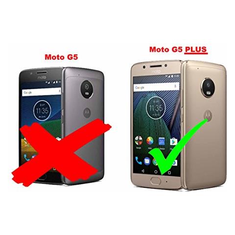 Cadorabo Custodia Compatibile Con Motorola  Moto G5 Plus In Nero Di Notte - Coperchio Protettiva Con Chiusura Magnetica, Funzione Stand E Tasca Per Le Carte - Foto 2