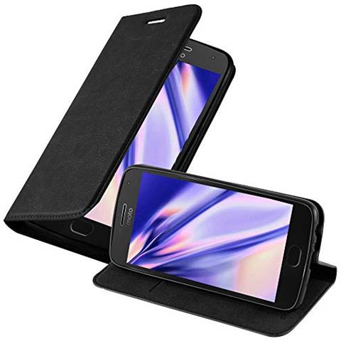 Cadorabo Custodia Compatibile Con Motorola  Moto G5 Plus In Nero Di Notte - Coperchio Protettiva Con Chiusura Magnetica, Funzione Stand E Tasca Per Le Carte - Foto 1