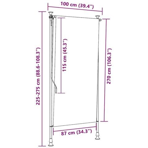 Tenda a Rullo per Esterni 100x270 cm Antracite - Foto 2