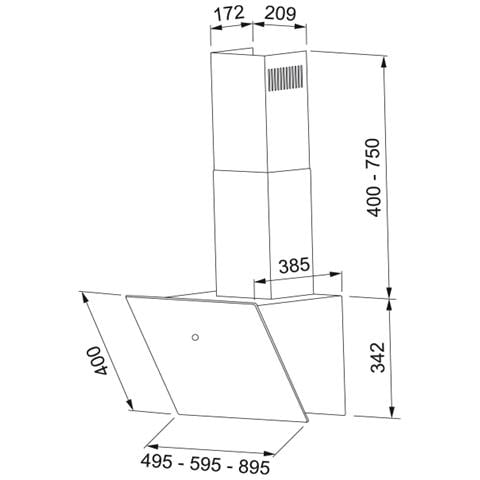 Cappa a Parete FVT 605 BK A Vertis Aspirante 60 cm Colore Nero - Foto 3