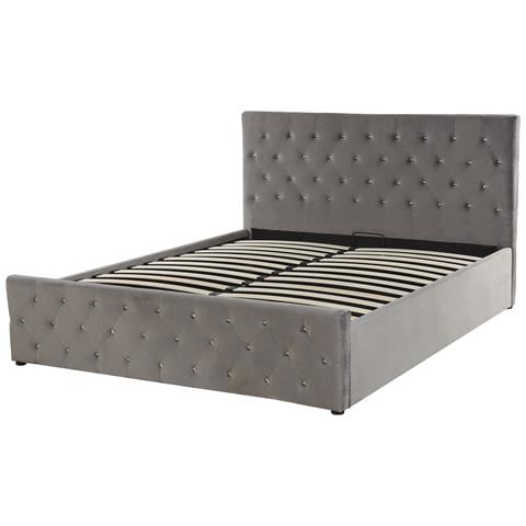 Letto Singolo Velluto Grigio 140 X 200 Cm Amiens - Foto 13