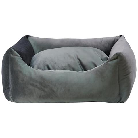 Divanetto Con Cuscino In Velluto Completamente Sfoderabile Cuccia Letto Per Cani Gatti Made In Italy (grigio-s-55x45x18 Cm) - Foto 1