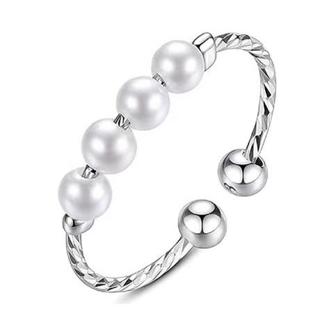Anello Antistress Regolabile Con Perline Girevoli Silver S - Foto 5