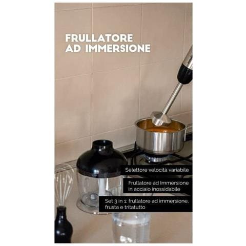 Frullatore ad Immersione INN-698 con Recipiente da 0.7 L Potenza 700 Watt Colore Nero - Foto 4