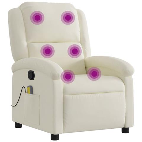 Poltrona Massaggiante Reclinabile Crema in Velluto - Foto 1