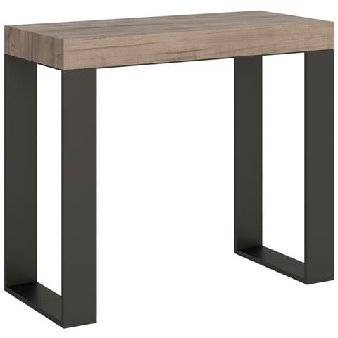 Consolle Allungabile 90x40/196 Cm Tecno Small Telaio Antracite - Quercia Natura - Foto 5