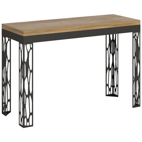 Tavolo Apribile 120/200x45/90 Cm Ghibli Double Telaio Antracite - Quercia Natura - Foto 5