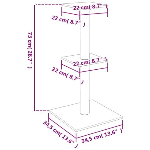 Albero Per Gatti Con Tiragraffi In Sisal Grigio Chiaro 73 Cm - Foto 4