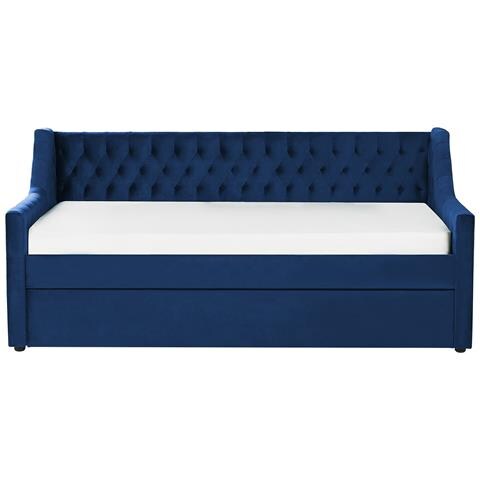 Letto Estraibile Velluto Montargis 90 X 200 Cm Blu Marino - Foto 7