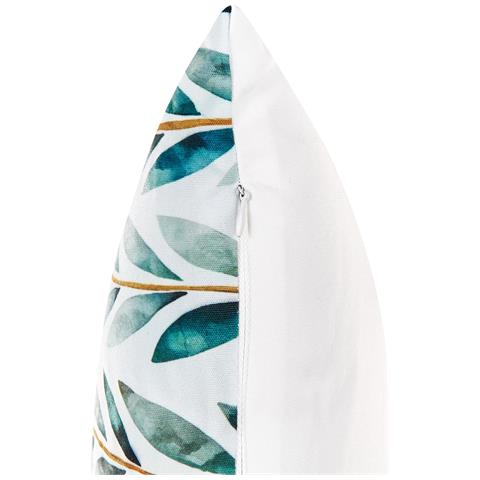 Set Di 2 Cuscini Da Esterno Tessuto Bianco E Verde 40 X 60 Cm Loano - Foto 7
