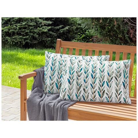 Set Di 2 Cuscini Da Esterno Tessuto Bianco E Verde 40 X 60 Cm Loano - Foto 1