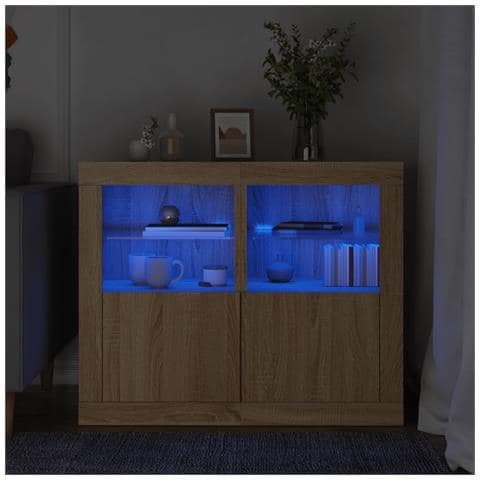 Armadietti Con Luci Led 2pz Rovere Sonoma In Legno Multistrato - Foto 1