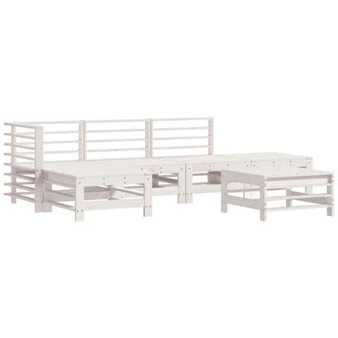 Set Salotto da Giardino 6 pz Bianco in Legno Massello di Pino - Foto 1