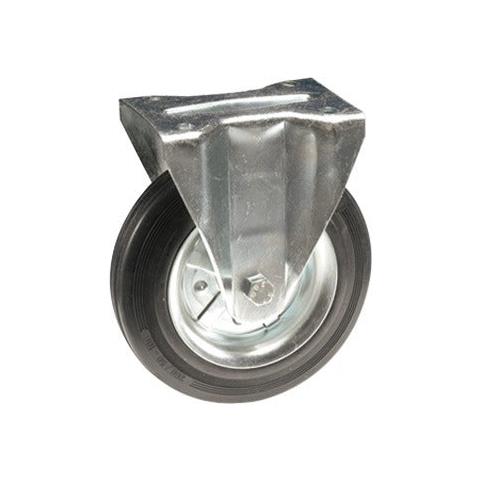 Ruota A Forcella Con Piastra Fissa In Acciaio Zincato E Anello In Gomma - Ø200 Mm. - Foto 1