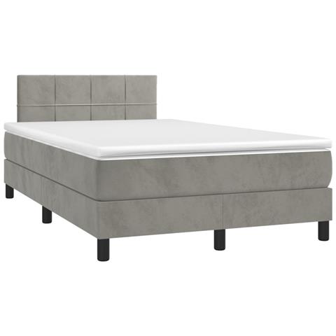 Giroletto A Molle Con Materasso Grigio Chiaro 120x200cm Velluto - Foto 2