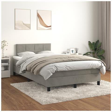 Giroletto A Molle Con Materasso Grigio Chiaro 120x200cm Velluto - Foto 7