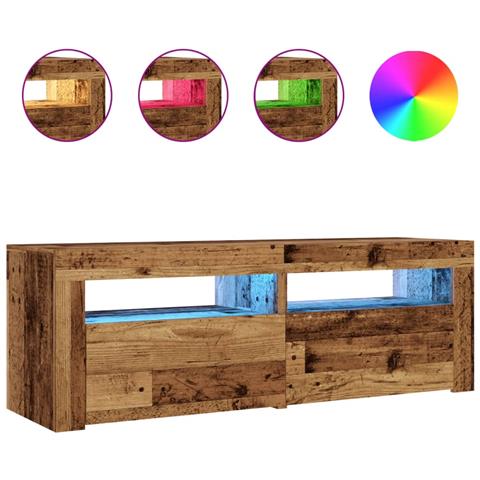 Mobile Porta TV con LED Legno Antico 120x35x40 cm Multistrato - Foto 1