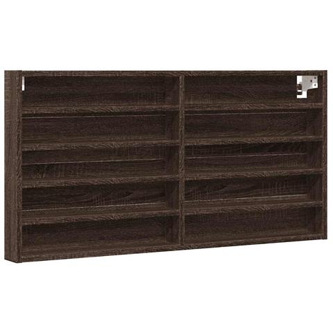 Armadietto Vetrina Rovere Marrone 100x8,5x50 Legno Multistrato - Foto 1