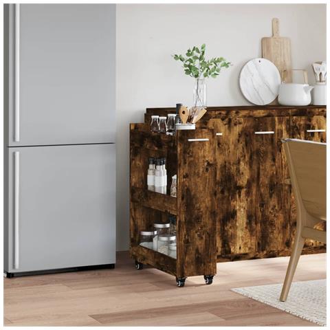 Mobile Con Ruote Rovere Fumo 60x22x79 Cm In Legno Multistrato - Foto 3