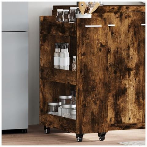 Mobile Con Ruote Rovere Fumo 60x22x79 Cm In Legno Multistrato - Foto 1