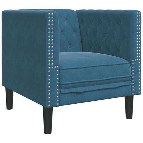 Poltrona Chesterfield Blu In Velluto - Foto 2