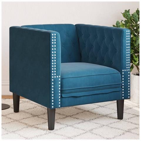 Poltrona Chesterfield Blu In Velluto - Foto 1