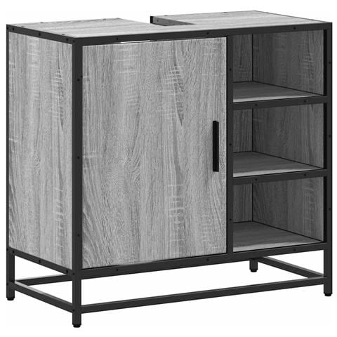 Mobile Lavabo Bagno Grigio Sonoma 65x33x60 Cm Legno Multistrato - Foto 2