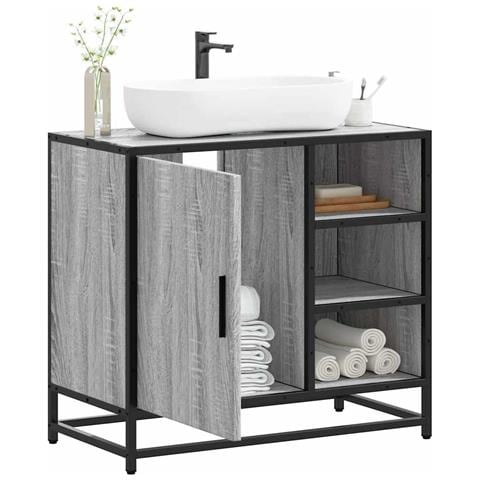 Mobile Lavabo Bagno Grigio Sonoma 65x33x60 Cm Legno Multistrato - Foto 1