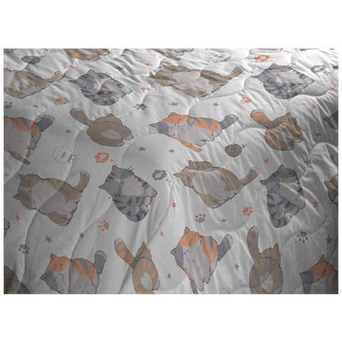 Trapuntino Piumino Estivo Primaverile 100gr Mq Leggero Disegno Gatti 25gi Singolo Gatti 25gi - Foto 2