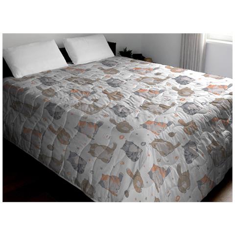 Trapuntino Piumino Estivo Primaverile 100gr Mq Leggero Disegno Gatti 25gi Singolo Gatti 25gi - Foto 1