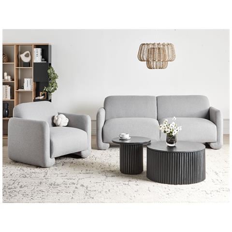 Set Da Salotto 4 Posti Saland Tessuto Grigio - Foto 1