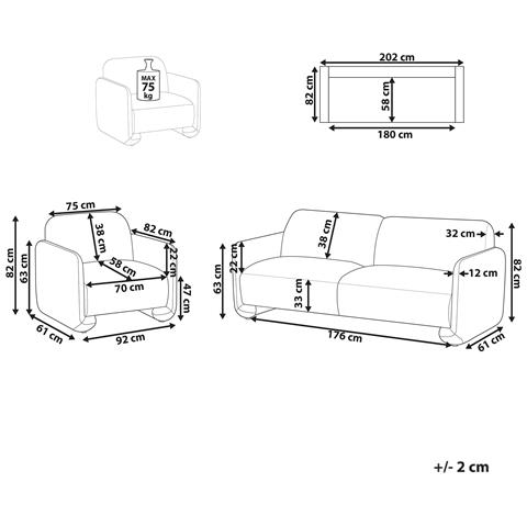 Set Da Salotto 4 Posti Saland Tessuto Grigio - Foto 8