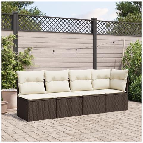 Lusso Casadino -  Divano Da Giardino A 4 Posti Con Cuscini In Polyrattan Marrone - Foto 2