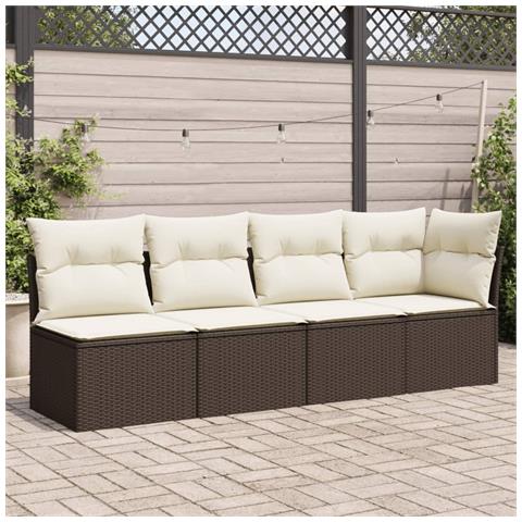 Lusso Casadino -  Divano Da Giardino A 4 Posti Con Cuscini In Polyrattan Marrone - Foto 8