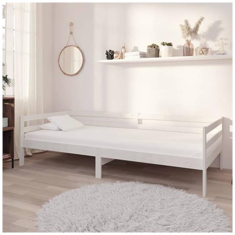 Lusso Casadino -  Dormeuse Bianca In Legno Massello Di Pino 90x200 Cm - Foto 8