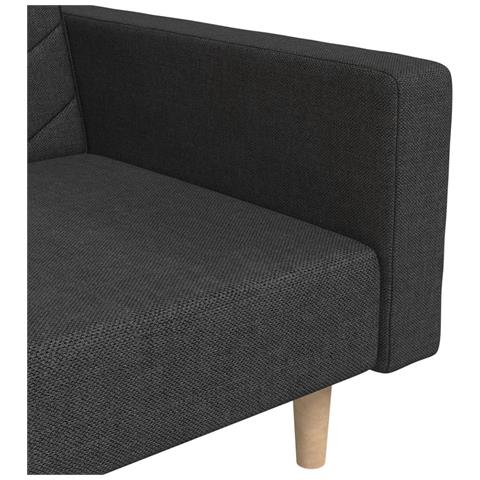 Divano Letto a 2 Posti con 2 Cuscini Nero in Tessuto - Foto 9